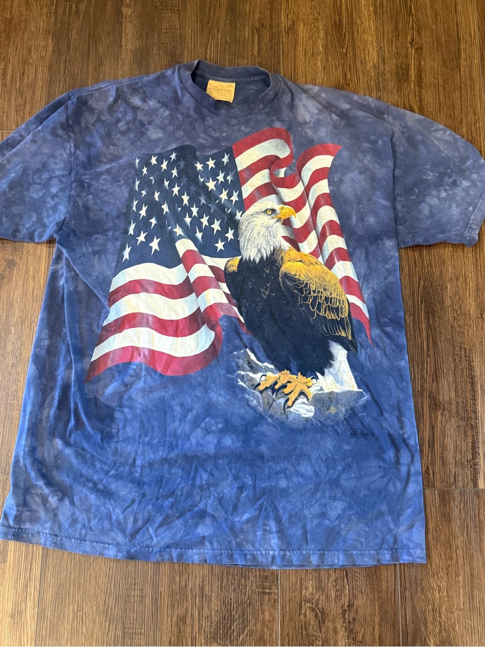 The Mountain brand Blue Tie-Dye Eagle & American Flag Graphic Tee